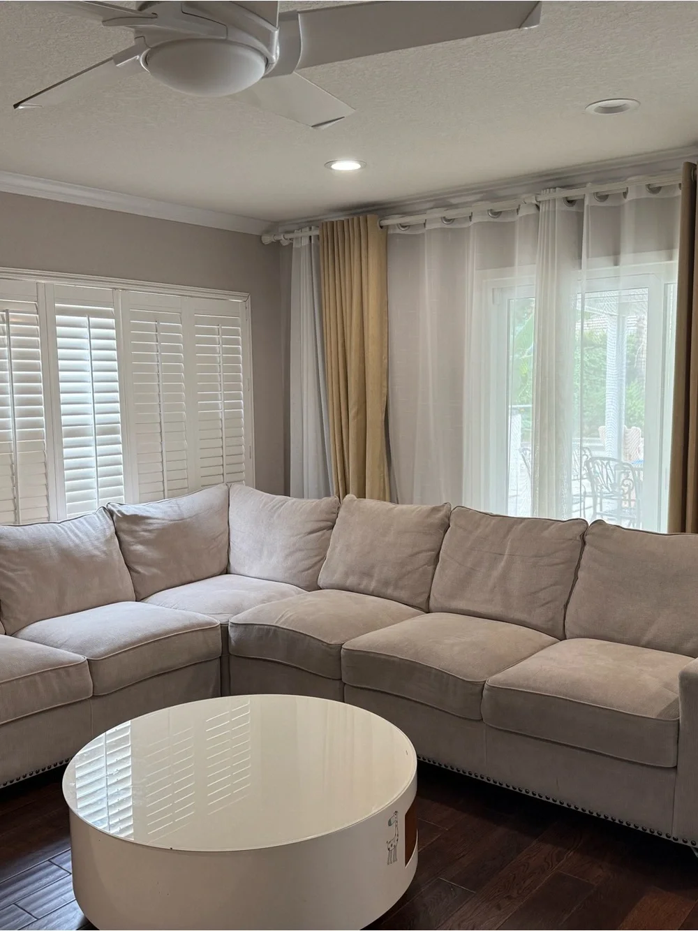 Neutral Beige Sectional Sofa with Nailhead Trim - Home Accents